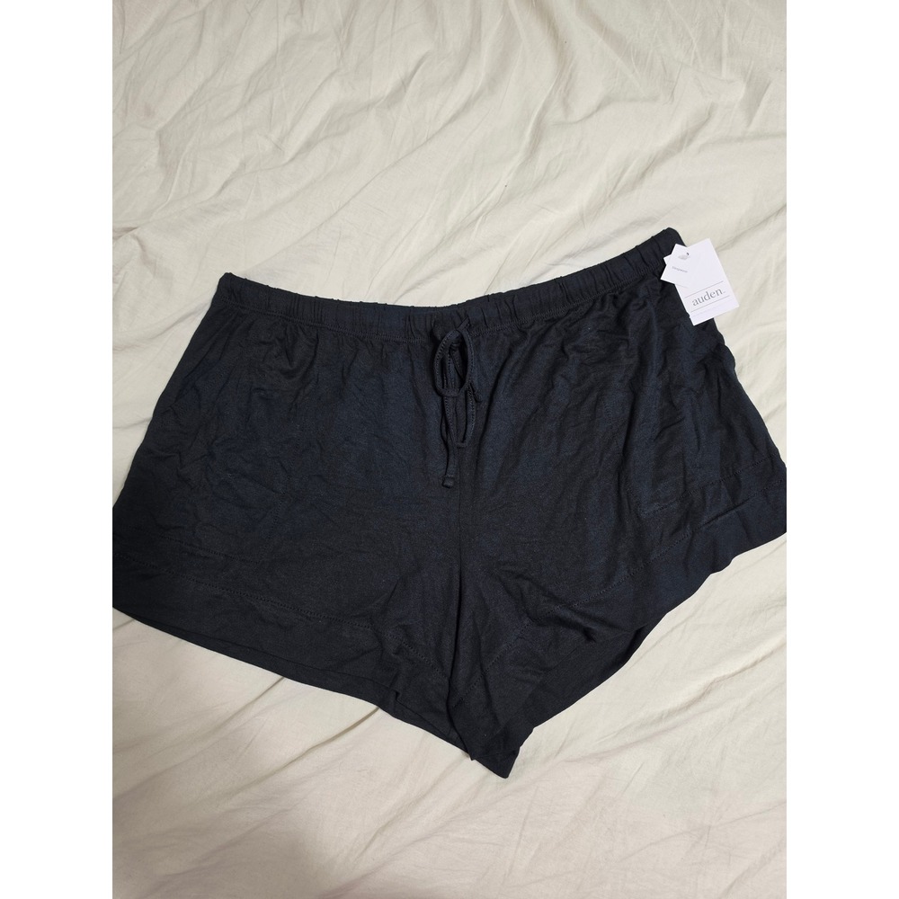 Auden Cloud Knit Sleep Shorts Black Modal Blend Drawstring Pajama Bottoms L